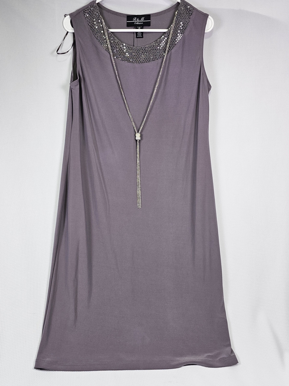 Rafaella Mauve Sleeveless Mini Dress with Sequin Collar